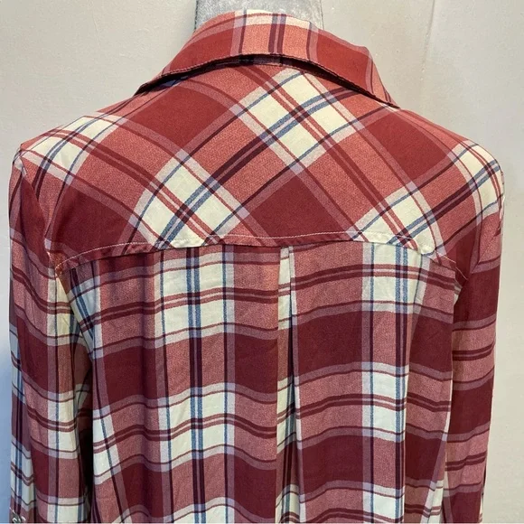 #0252 She + Sky Red Plaid Tunic w/ Button Cuffs-S - Picture 6 of 8